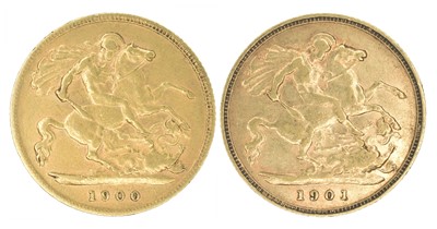 Lot 21 - Two Queen Victoria, Half-Sovereigns, 1900 and 1901 (2).