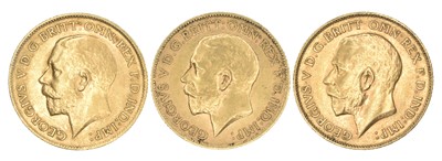 Lot 158 - Three King George V, Half-Sovereigns, 1911 (2) and 1912 (3).