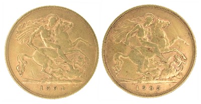 Lot 79 - Two King Edward VII, Half-Sovereigns, 1904 and 1905 (2).
