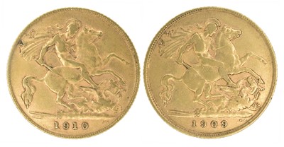 Lot 25 - Two King Edward VII, Half-Sovereigns, 1909 and 1910 (2).