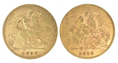 Lot 78 - Two King Edward VII, Half-Sovereigns, 1909 and 1910 (2).