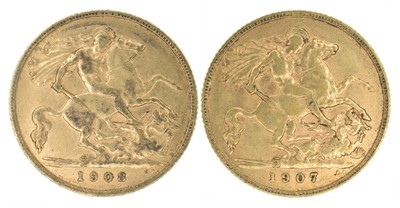Lot 151 - Two King Edward VII, Half-Sovereigns, 1907 and 1908 (2).