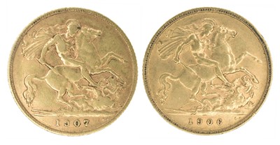 Lot 177 - Two King Edward VII, Half-Sovereigns, 1906 and 1907 (2).
