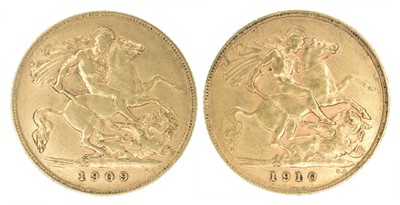 Lot 153 - Two King Edward VII, Half-Sovereigns, 1909 and 1910 (2).