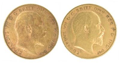 Lot 203 - Two King Edward VII, Half-Sovereigns, 1908 and 1910 (2).