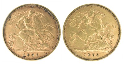 Lot 190 - Two King Edward VII, Half-Sovereigns, 1902 and 1906 (2).