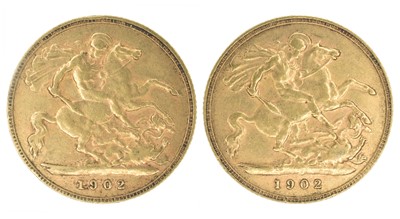 Lot 62 - Two King Edward VII, Half-Sovereigns, 1902 (2).