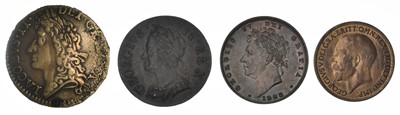Lot 3 - Collection of farthings in an album and four loose coins dating back to James II.