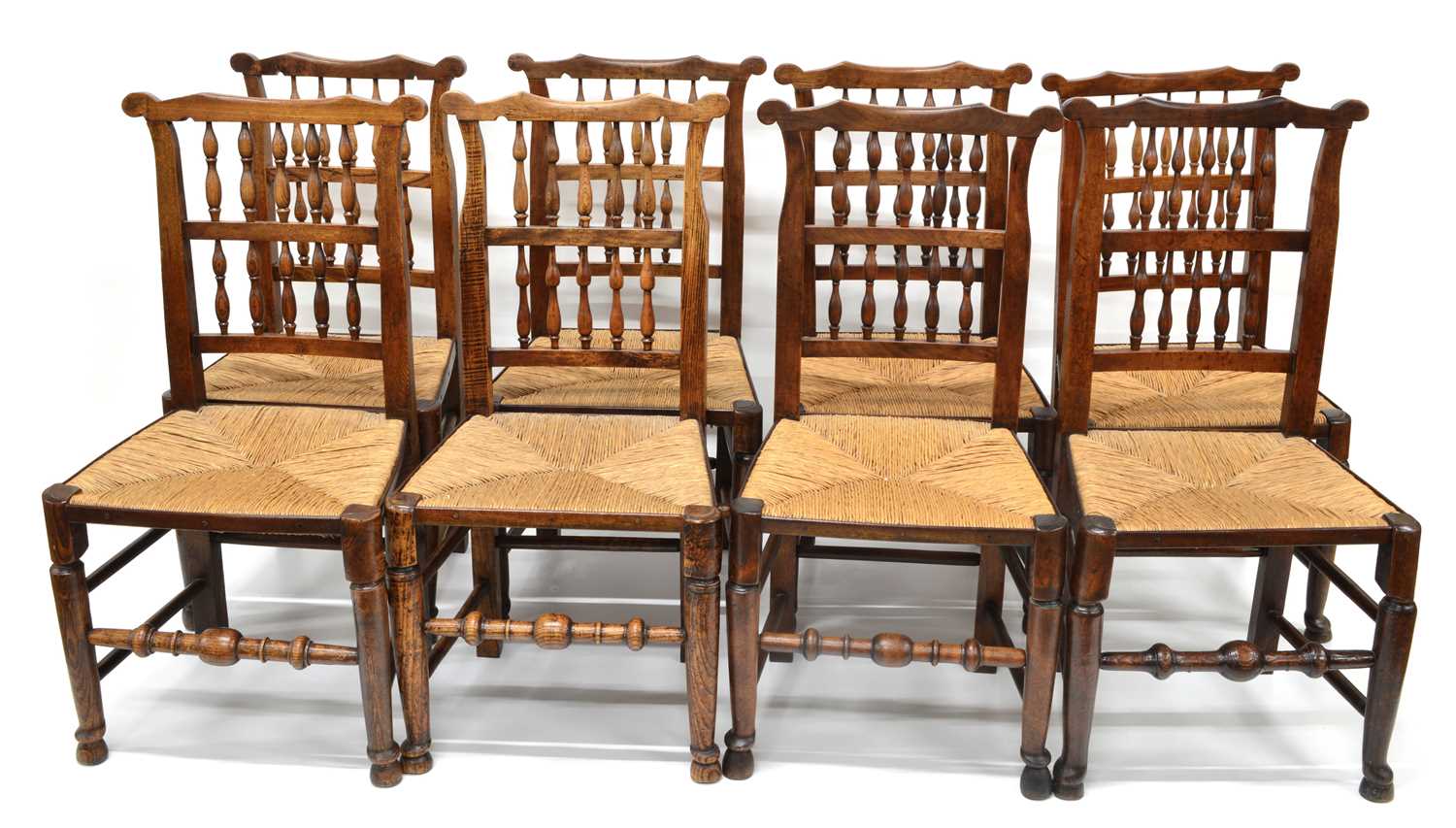 Lot 371 Eight Lancashire Single Dining Chairs