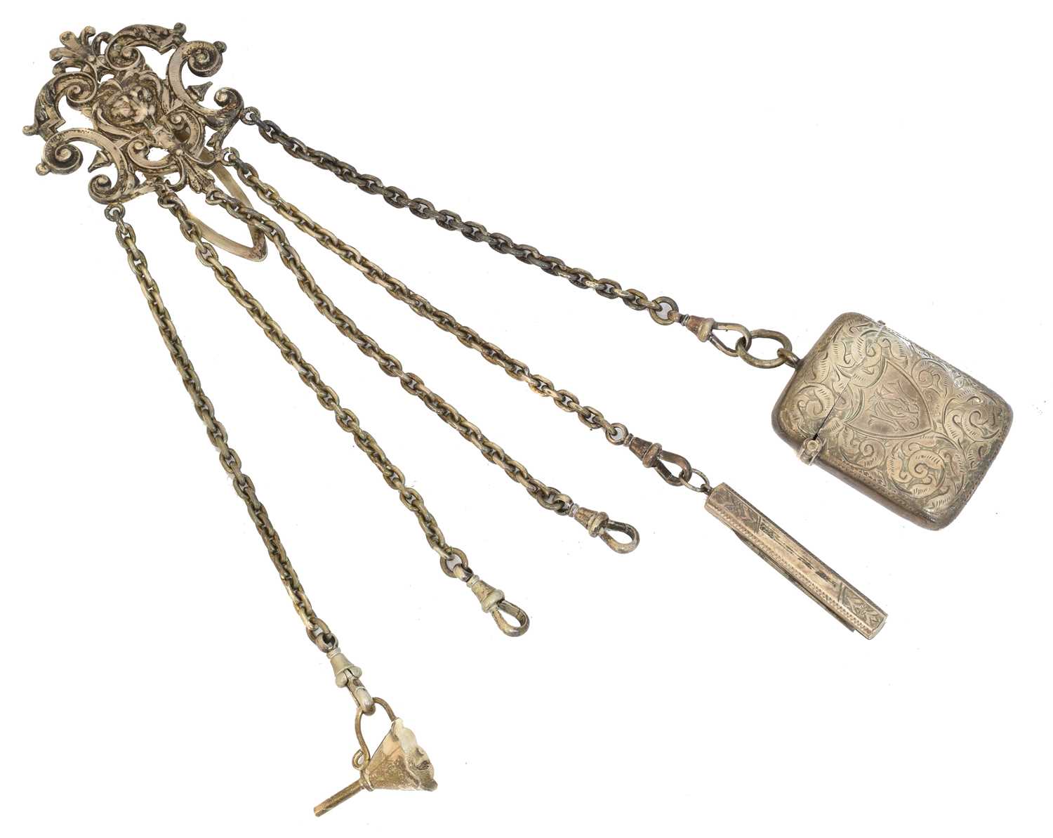 Lot 112 - A Victorian silver chatelaine