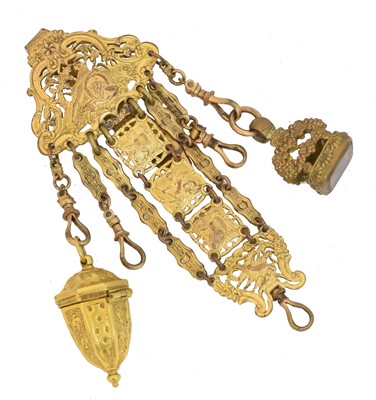 Lot 146 - A 19th century gilt metal chatelaine