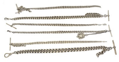 Lot 114 - A large selection of silver Albert chains