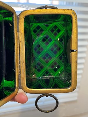 Lot 196 - An enamelled glass jewellery casket