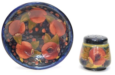 Lot 53 - Moorcroft plate and pomander in pomegranate pattern