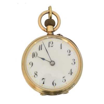 Lot 230 - A 14ct gold open face fob watch