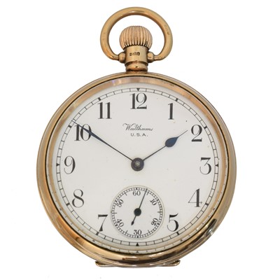 Lot 228 - A 9ct gold open face pocket watch by Waltham