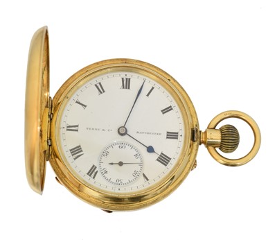Lot 235 - An 18ct gold hunter pocket watch by Terry & Co., Manchester