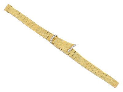 Lot 179 - An 18ct gold diamond Bueche Girod bracelet watch