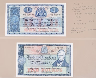 Lot 100 - Scotland, The British Linen Bank, One Pound and Five Pounds banknotes (2).