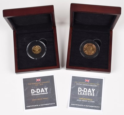 Lot 69 - 'Churchill' Gold Proof £2 Coin and D-Day 75th Anniversary Gold Proof Penny (2).