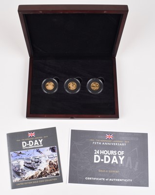 Lot 17 - Elizabeth II, Guernsey Gold Proof £1 Three-Coin Set, 2019, 75th Anniversary 24 Hours of D-Day.