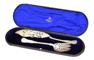Lot 184 - A Victorian cased silver fish set