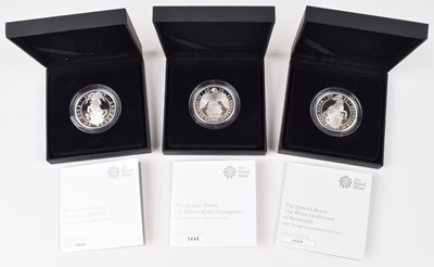 Lot 53 - Six Royal Mint, The Queen's Beasts UK One Ounce Silver Proof Coins (5).