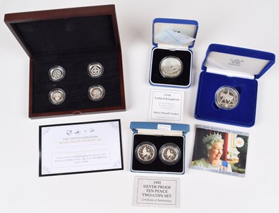 Lot 56 - Large assortment of various silver proof coins and coin sets together and other modern collectables.