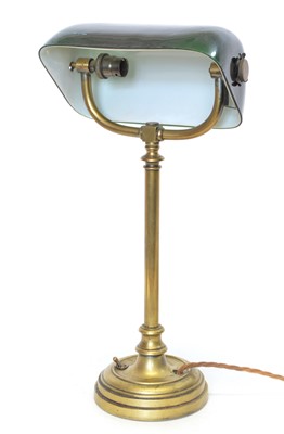 Lot 107 - Brass Bankers Lamp