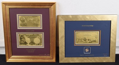 Lot 99 - Two framed Royal Mint Pure Gold Banknotes (2).