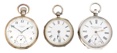 Lot 223 - Three silver open face pocket watches