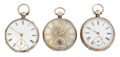 Lot 224 - Three Victorian silver open face pocket watches