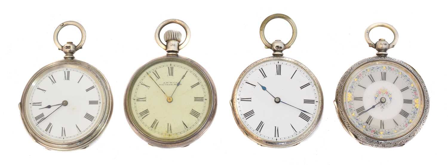 Lot 196 - Four silver fob watches