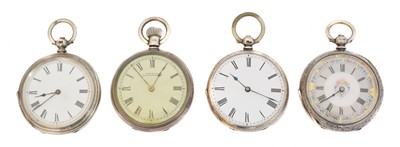 Lot 196 - Four silver fob watches