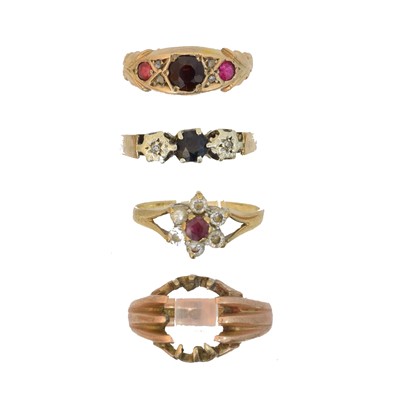 Lot 89 - Four 9ct gold rings