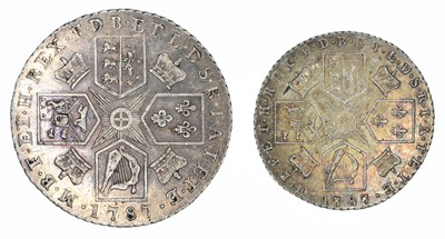 Lot 1 - George III Shilling and Sixpence, 1787 (2).