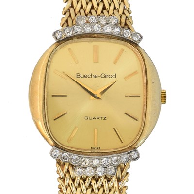 Lot 177 - A 9ct gold Bueche Girod quartz wristwatch