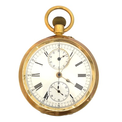 Lot 233 - An 18ct gold open face chronograph pocket watch