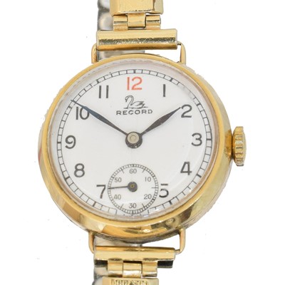Lot 123 - A 9ct gold Record wristwatch
