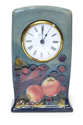 Lot 50 - Moorcroft Finches pattern mantel clock