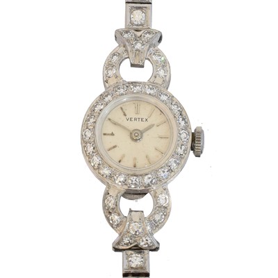 Lot 211 - A platinum and diamond Vertex cocktail watch