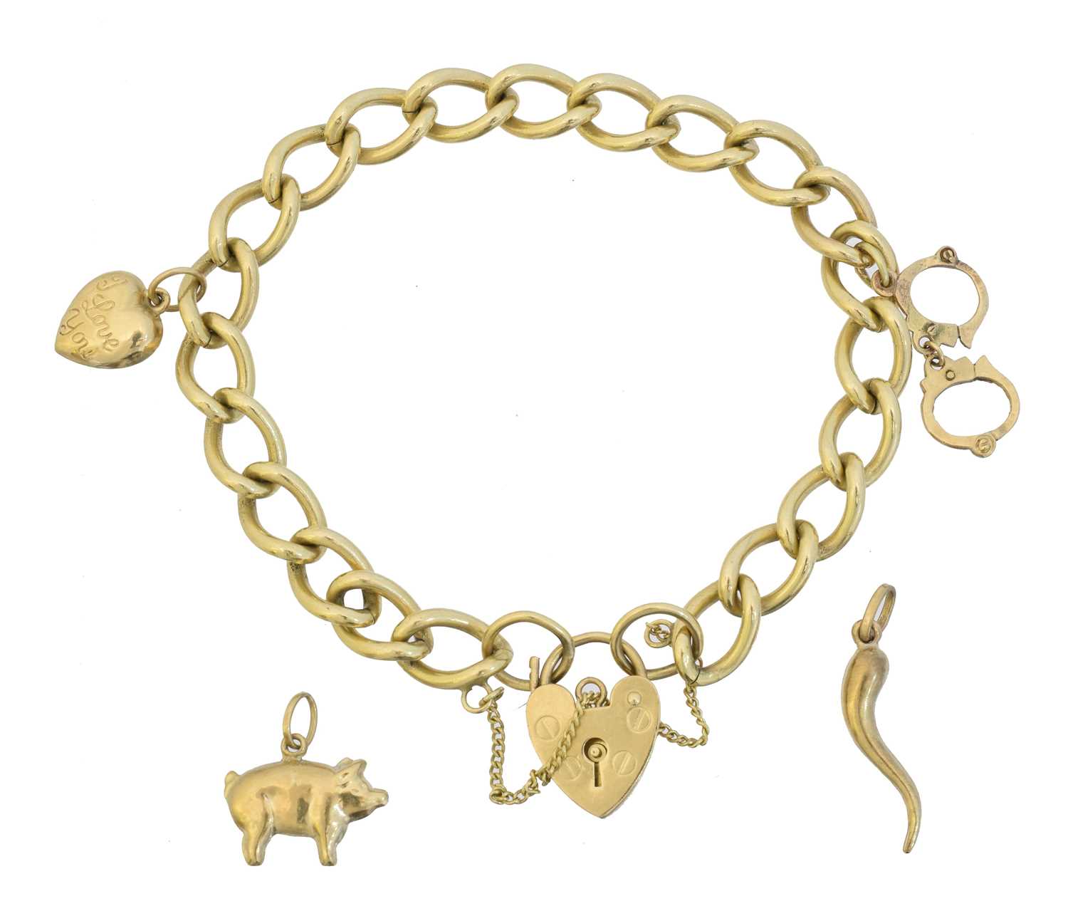 Lot 46 - A 9ct gold charm bracelet