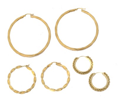 Lot 26 - Three pairs of hoop earrings