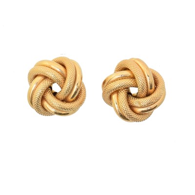 Lot 18 - A pair of 9ct gold earrings