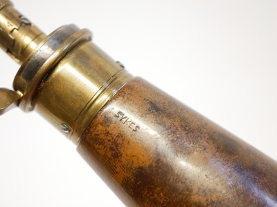 Lot 284 - Sykes brass and copper pistol size powder flask