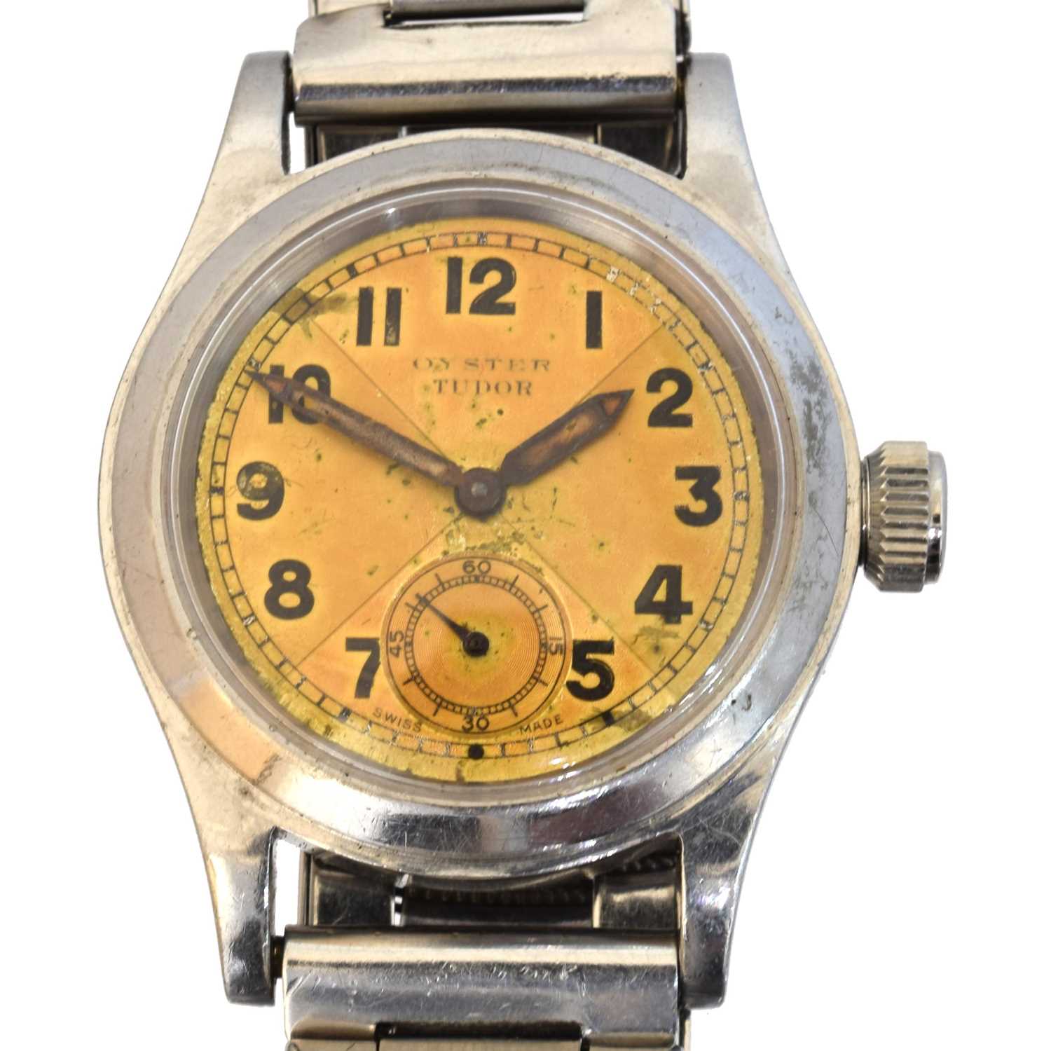 Lot 184 - A 1940s stainless steel Military Oyster Tudor wristwatch