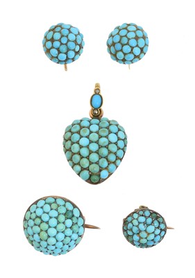Lot 67 - A selection of Victorian turquoise jewellery