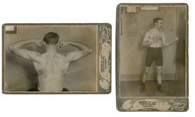 Lot 45 - Two photographs of Jack Matthews posing in boxing at
