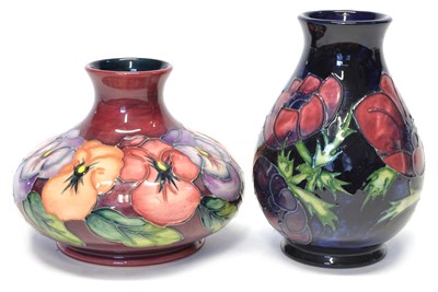 Lot 52 - Two Moorcroft vases in Pansy and Anenome