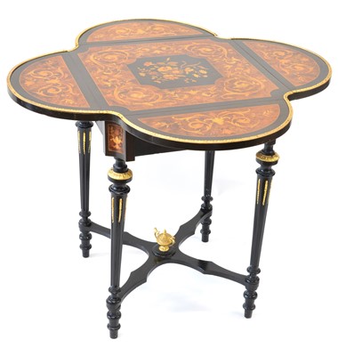 Lot 400 - Late 19th Century French Ebonised Drop Leaf Centre Table